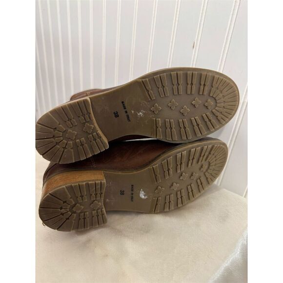 Fabianelli Italian Leather Harness Moto Boots Brown 38 US 7.5 8 Western Zip VTG - Picture 5 of 7